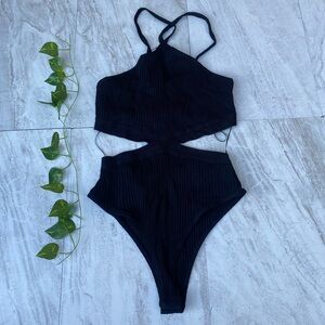 Zara Bodysuit Festival Rave Cutout One Piece Thong Halter 90s Lingerie Grunge